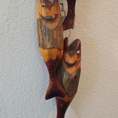 Local Artist Handmade Wood String of Fish