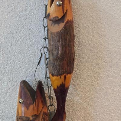 Local Artist Handmade Wood String of Fish