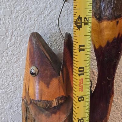 Local Artist Handmade Wood String of Fish