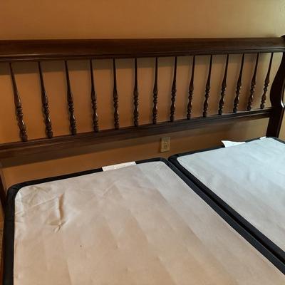 Wood King Size Bed Frame and Box Springs