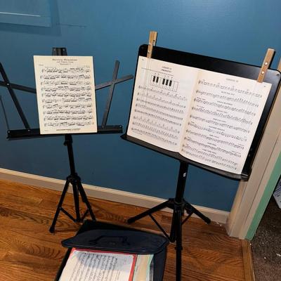 Music Stands w/ Music Books Lot