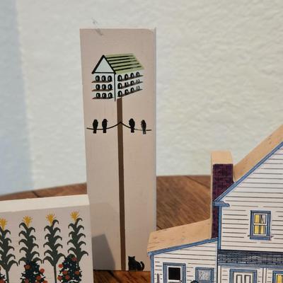 Amish Scene Collectible Wood Block Community