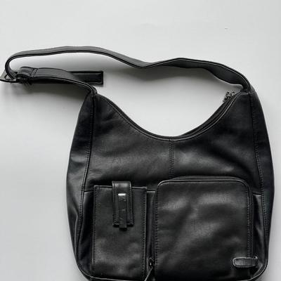 Black leather shoulder bag