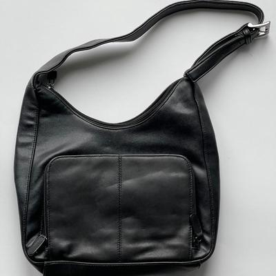 Black leather shoulder bag