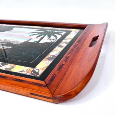 Vintage Teak Wood Lap Tray with Inlay Design