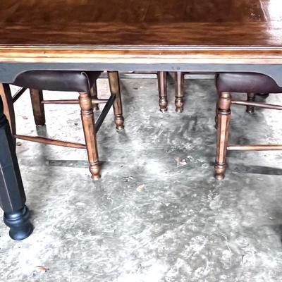 Dining Table with Black Accent Legs and 6 Chairs