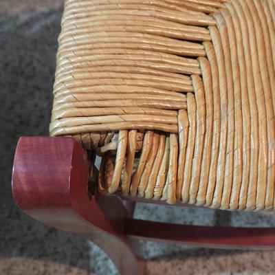 3 Red Woven Rush Seat Chairs