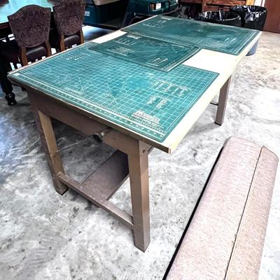 Vintage Metal Base Work Table with Drawer