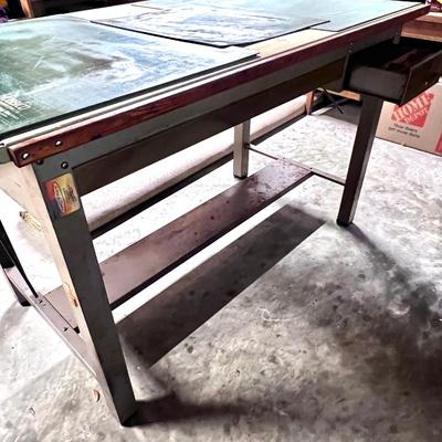 Vintage Metal Base Work Table with Drawer