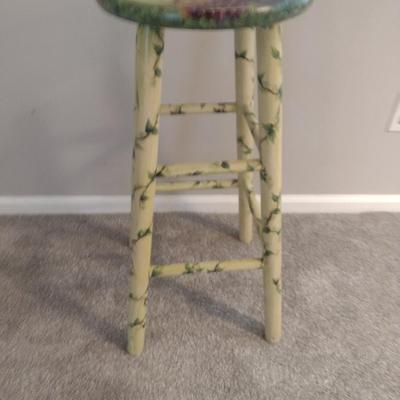 Painted Wooden Stool- Fruit Design- 12 3/4