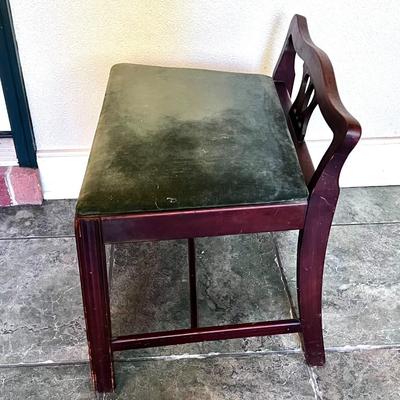 Vintage Solid Wood Vanity Chair with Velour Cushion