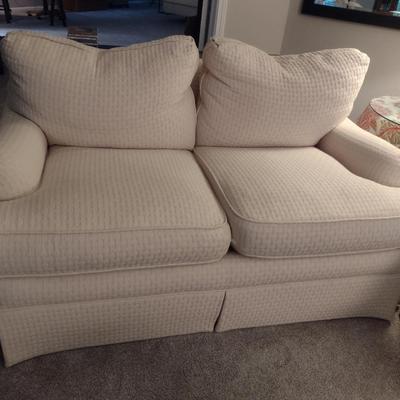Drexel Upholstered White Two Cushioned Love Seat