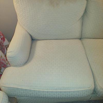 Drexel Three Cushioned White Sleeper Sofa- Approx 80" Long