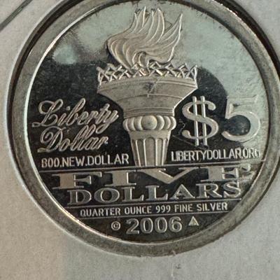 2006 Silver coin .999 fine 1 oz