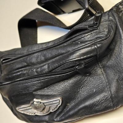 Harley Davidson Black Leather Waist/Fanny Pack