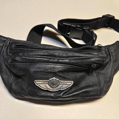 Harley Davidson Black Leather Waist/Fanny Pack