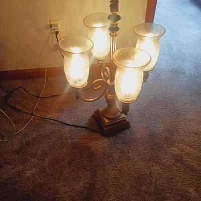 4 LIGHT HURRICANE LAMP, HANGING CLOCK AND MORE