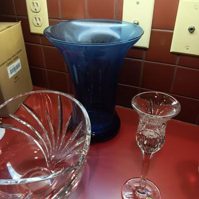 MIKASA & PRINCESS HOUSE CRYSTAL BOWLS, VASES & CANDLE HOLDERS