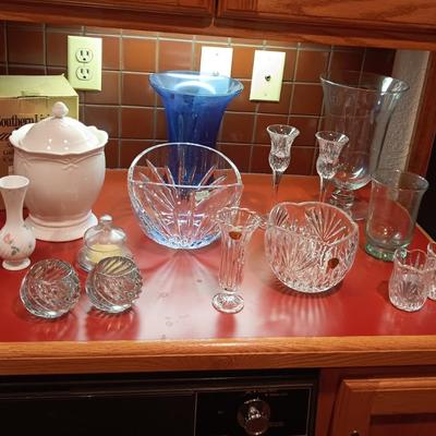 MIKASA & PRINCESS HOUSE CRYSTAL BOWLS, VASES & CANDLE HOLDERS