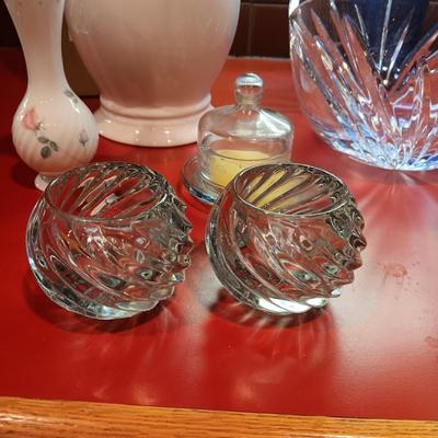 MIKASA & PRINCESS HOUSE CRYSTAL BOWLS, VASES & CANDLE HOLDERS