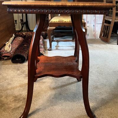 Vintage/Antique Hand Made Lamp Table 28" Tall, 20" x 20" Top in Good Preowned Condition.