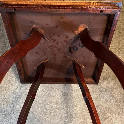 Vintage/Antique Hand Made Lamp Table 28" Tall, 20" x 20" Top in Good Preowned Condition.