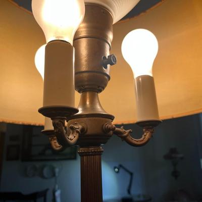 Vintage/Antique Side Chair Reading Lamp 61" Tall w/Shade and Clip on Bird in Good Preowned Condition.
