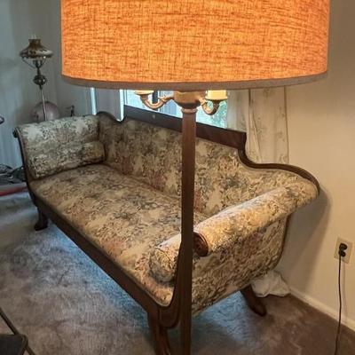 Vintage/Antique Side Chair Reading Lamp 61" Tall w/Shade and Clip on Bird in Good Preowned Condition.