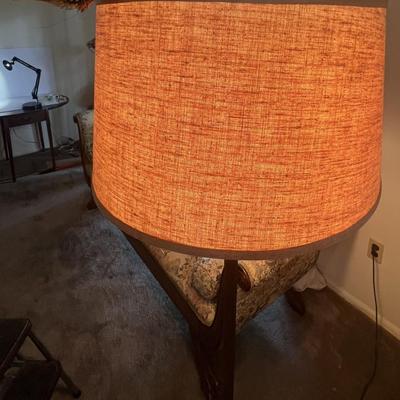 Vintage/Antique Side Chair Reading Lamp 61" Tall w/Shade and Clip on Bird in Good Preowned Condition.