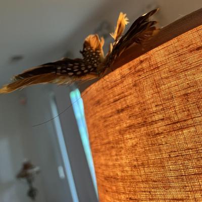 Vintage/Antique Side Chair Reading Lamp 61" Tall w/Shade and Clip on Bird in Good Preowned Condition.
