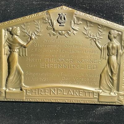 Vintage Encased Metal Copper/Bronze Music Award Plaque on a 11" x 12.5" Frame as Pic'd.