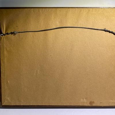 Vintage/Antique Encased Metal Copper Early American Plaque on a 9" x 11" Frame as Pic'd.