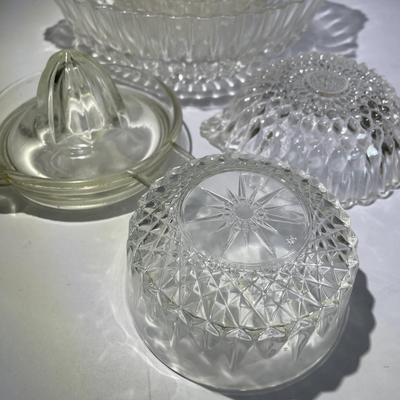 Miscellaneous Vintage Lot of Pressed Glass Serving Bowls & Etc. as Pictured.