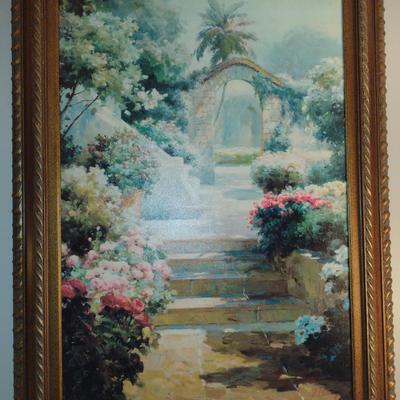 Floral Path Theme Framed Wall Art- Signed by Artist- Approx 31 3/4