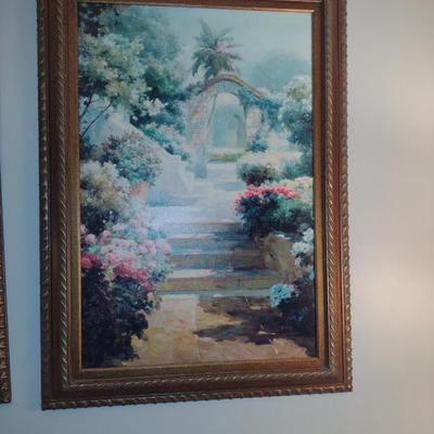 Floral Path Theme Framed Wall Art- Signed by Artist- Approx 31 3/4