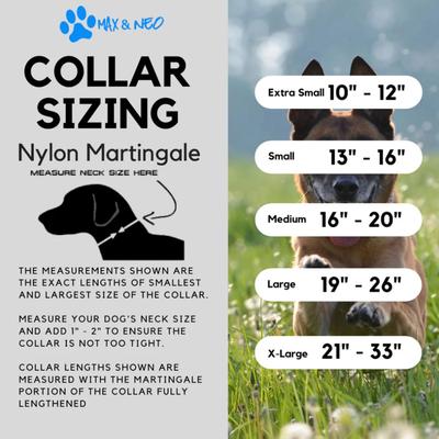 NWT Max & Neo BLACK Nylon Buckle Martingdale Dog Collar Size Medium/Large
