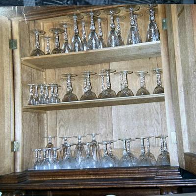 Lot of 6 Antique Early Stemware Etched Design Glasses 5-7/8" Tall in VG Preowned Condition.