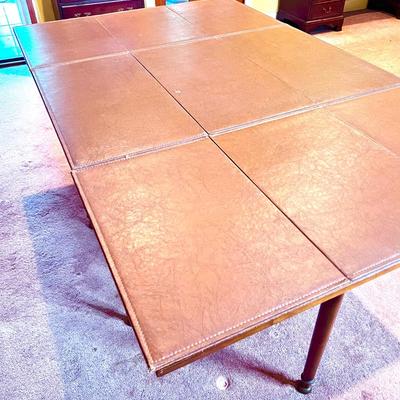 Vintage Leopold Stickley Solid Cherry Wood Drop Leaf Dining Table with Cover Mat