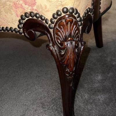 Vintage Upholstered Carved Wooden Arms & Legs in Good Preowned Condition.