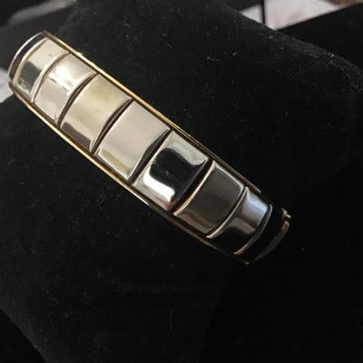 Silver And Gold Tone Vintage Bracelet. Clamper Style