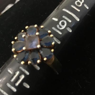 Large Silver 925 Ring Blue Sapphire Stone in Color