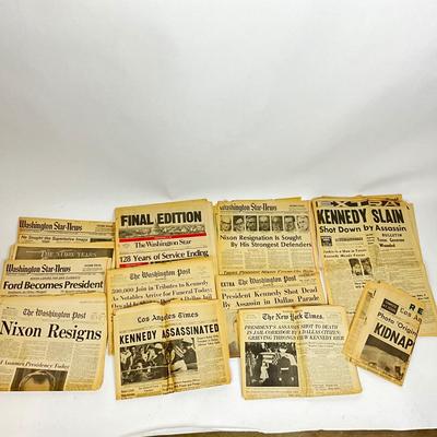 821 Vintage Newspaper Lot Kennedy Assassination Nixon Resigns