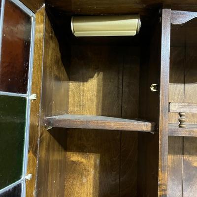 Wooden Hutch With Stained Glass Doors (B1-MG)