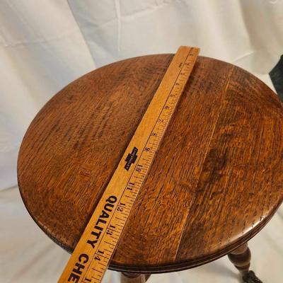 Vintage Wood Round Piano Stool Seat Cast Iron Claw And Glass Ball Foot Swivel