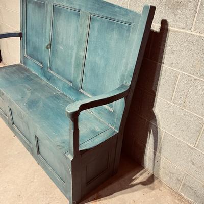 Wooden High Back Bench With Storage (B2-MG)