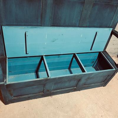Wooden High Back Bench With Storage (B2-MG)