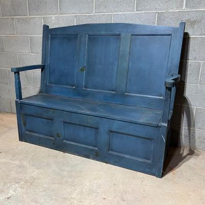 Wooden High Back Bench With Storage (B2-MG)