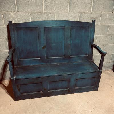 Wooden High Back Bench With Storage (B2-MG)