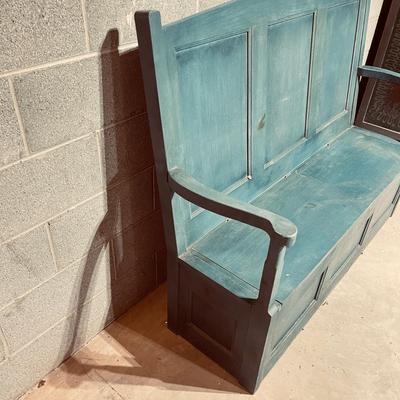 Wooden High Back Bench With Storage (B2-MG)