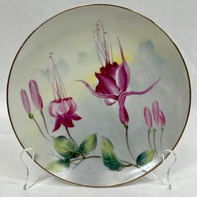 Antique HHB 3177 Handpainted Porcelain Decorative Plate Wall Hanging Floral